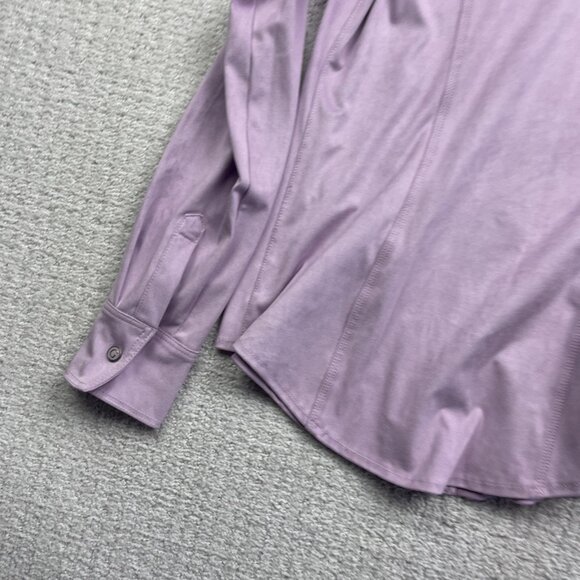 Y2K Guess Lila Purple Faux Suede Pearl Snap Cowboy Western Button Shirt Wom M - Picture 12 of 15